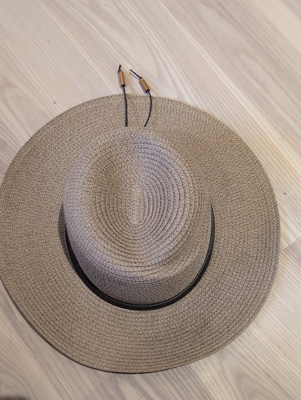 The Normal Brand Wide-Brim Straw Sun Hat with Black Band - Beige